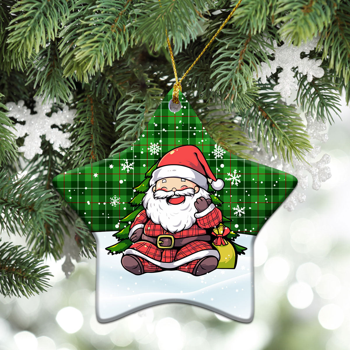 Clephan (or Clephane) Tartan Christmas Ceramic Ornament - Scottish Santa Style