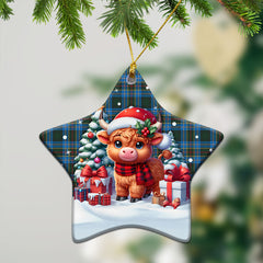 Cockburn Modern Tartan Christmas Ceramic Ornament - Highland Cow Winter Style