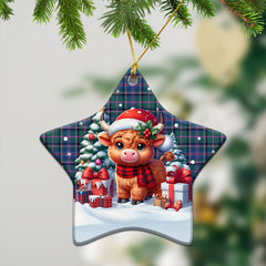 Cooper Ancient Tartan Christmas Ceramic Ornament - Highland Cow Winter Style