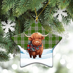 Cunningham Dress Green Dancers Tartan Christmas Ceramic Ornament - Highland Cows Snow Style