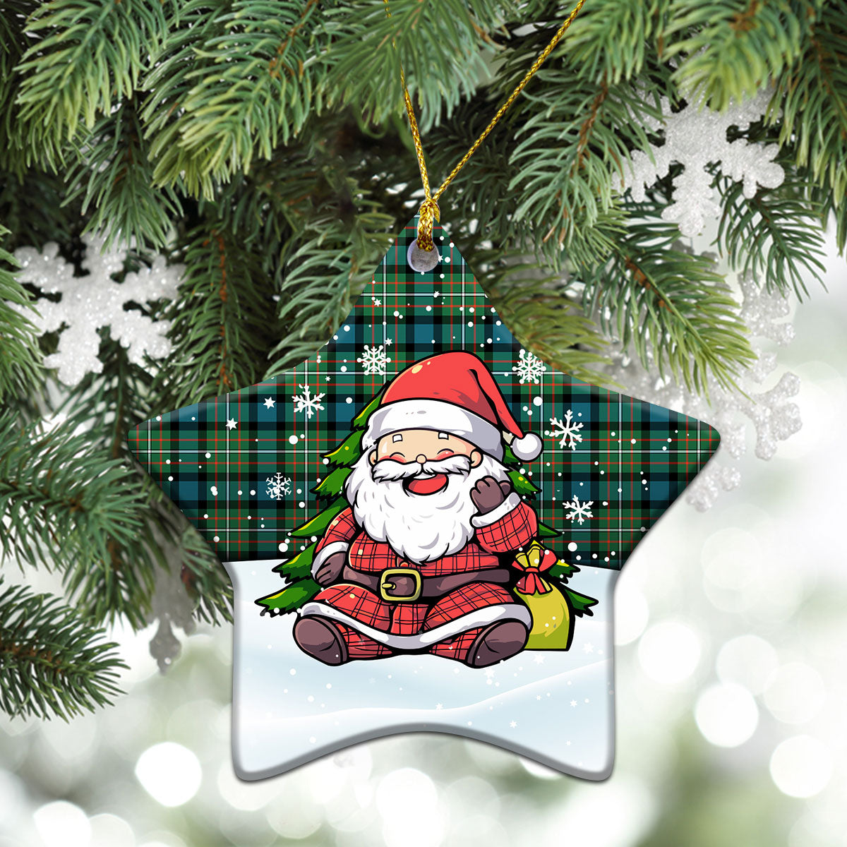 Ferguson Ancient Tartan Christmas Ceramic Ornament - Scottish Santa Style