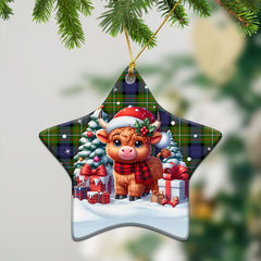 Ferguson Tartan Christmas Ceramic Ornament - Highland Cow Winter Style