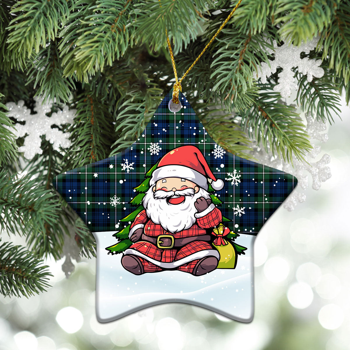 Forbes Ancient Tartan Christmas Ceramic Ornament - Scottish Santa Style