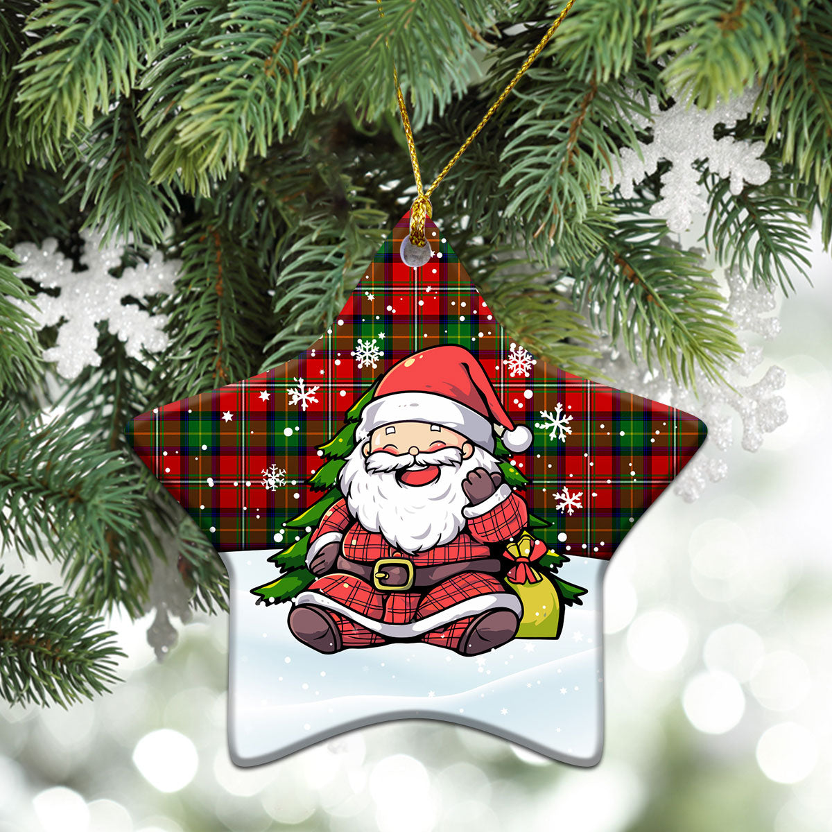 Fullarton Tartan Christmas Ceramic Ornament - Scottish Santa Style