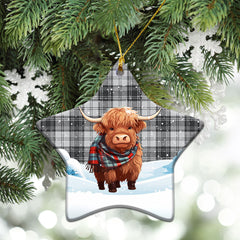 Glendinning Tartan Christmas Ceramic Ornament - Highland Cows Snow Style