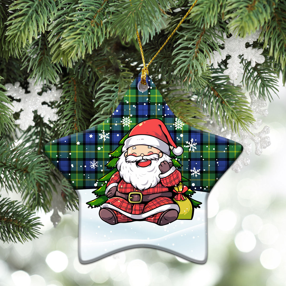 Gordon Old Ancient Tartan Christmas Ceramic Ornament - Scottish Santa Style