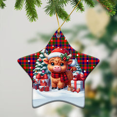 Gow (of Skeoch) Tartan Christmas Ceramic Ornament - Highland Cow Winter Style