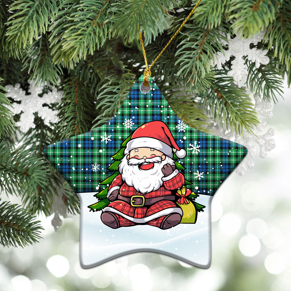 Graham of Montrose Ancient Tartan Christmas Ceramic Ornament - Scottish Santa Style