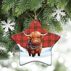 Grant Weathered Tartan Christmas Ceramic Ornament - Highland Cows Snow Style