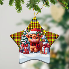 Jardine Tartan Christmas Ceramic Ornament - Highland Cow Winter Style