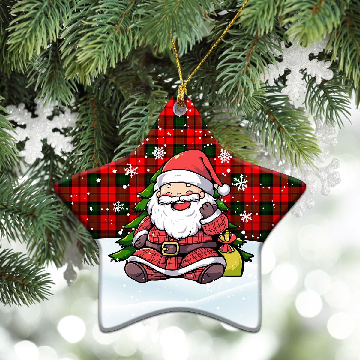 Kerr Modern Tartan Christmas Ceramic Ornament - Scottish Santa Style