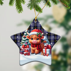 Kilmarnock Tartan Christmas Ceramic Ornament - Highland Cow Winter Style