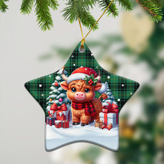 MacArthur Ancient Tartan Christmas Ceramic Ornament - Highland Cow Winter Style