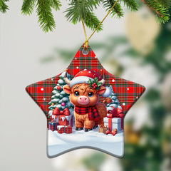 MacBean Tartan Christmas Ceramic Ornament - Highland Cow Winter Style