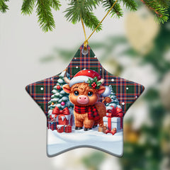 MacFarlane Hunting Modern Tartan Christmas Ceramic Ornament - Highland Cow Winter Style