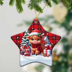 MacGillivray Modern Tartan Christmas Ceramic Ornament - Highland Cow Winter Style