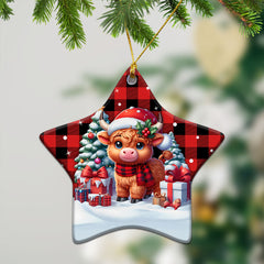 MacGregor Rob Roy Modern Tartan Christmas Ceramic Ornament - Highland Cow Winter Style