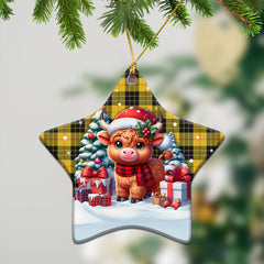 MacLeod of Lewis Ancient Tartan Christmas Ceramic Ornament - Highland Cow Winter Style