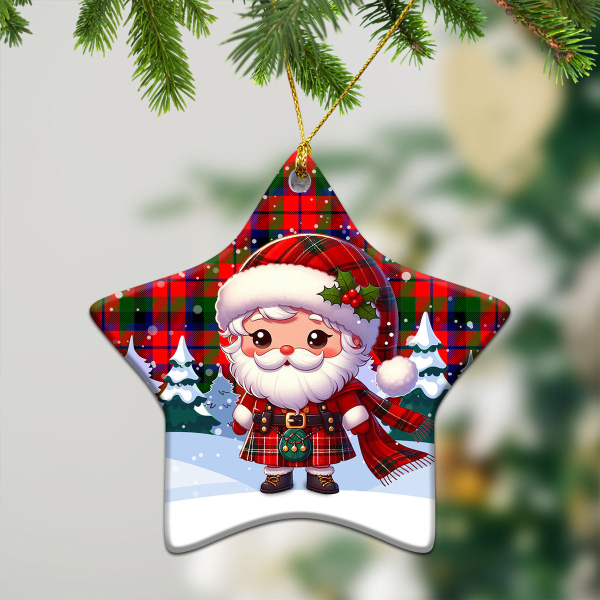 MacNaughten Tartan Christmas Ceramic Ornament - Santa Claus In Kilt Style