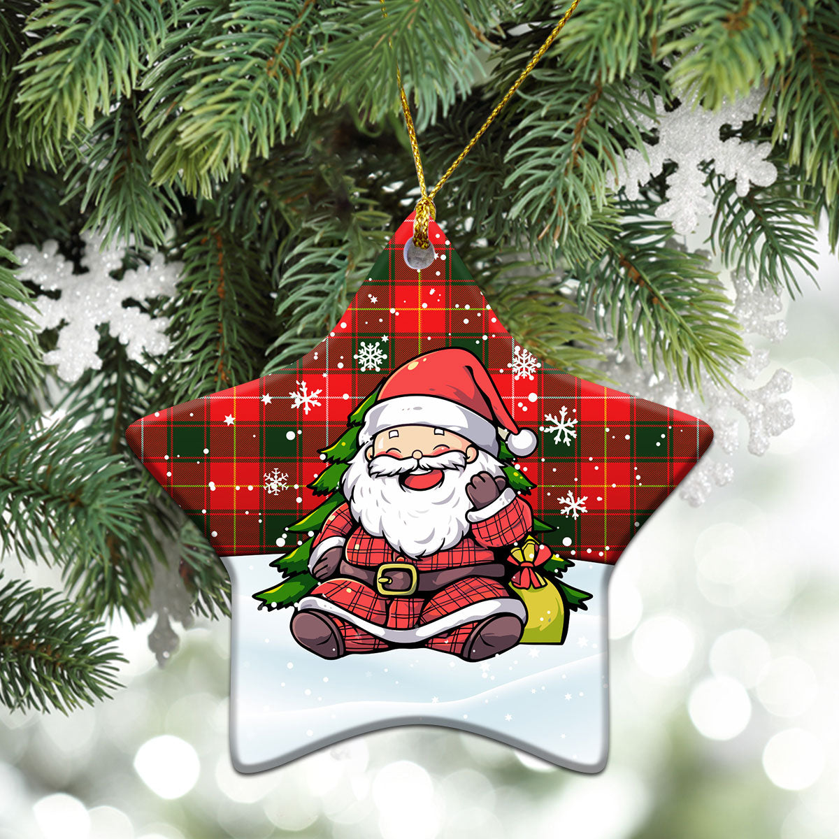 MacPhee Modern Tartan Christmas Ceramic Ornament - Scottish Santa Style