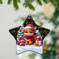 McClellan Modern Tartan Christmas Ceramic Ornament - Highland Cow Winter Style