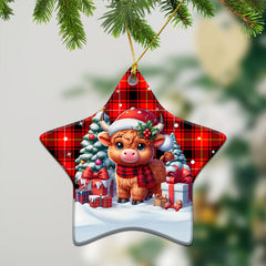 McIvor Tartan Christmas Ceramic Ornament - Highland Cow Winter Style