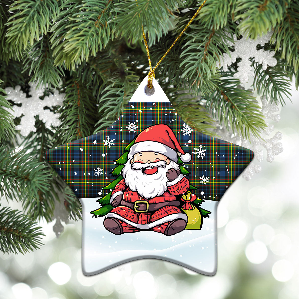 McLellan Ancient Tartan Christmas Ceramic Ornament - Scottish Santa Style