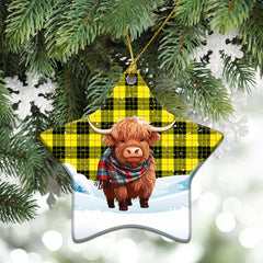 McLeod of Lewis Modern Tartan Christmas Ceramic Ornament - Highland Cows Snow Style