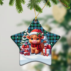 Mitchell Ancient Tartan Christmas Ceramic Ornament - Highland Cow Winter Style