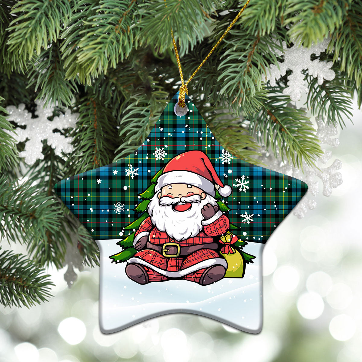 Rollo Ancient Tartan Christmas Ceramic Ornament - Scottish Santa Style