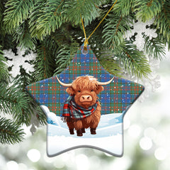 Stewart of Appin Hunting Ancient Tartan Christmas Ceramic Ornament - Highland Cows Snow Style