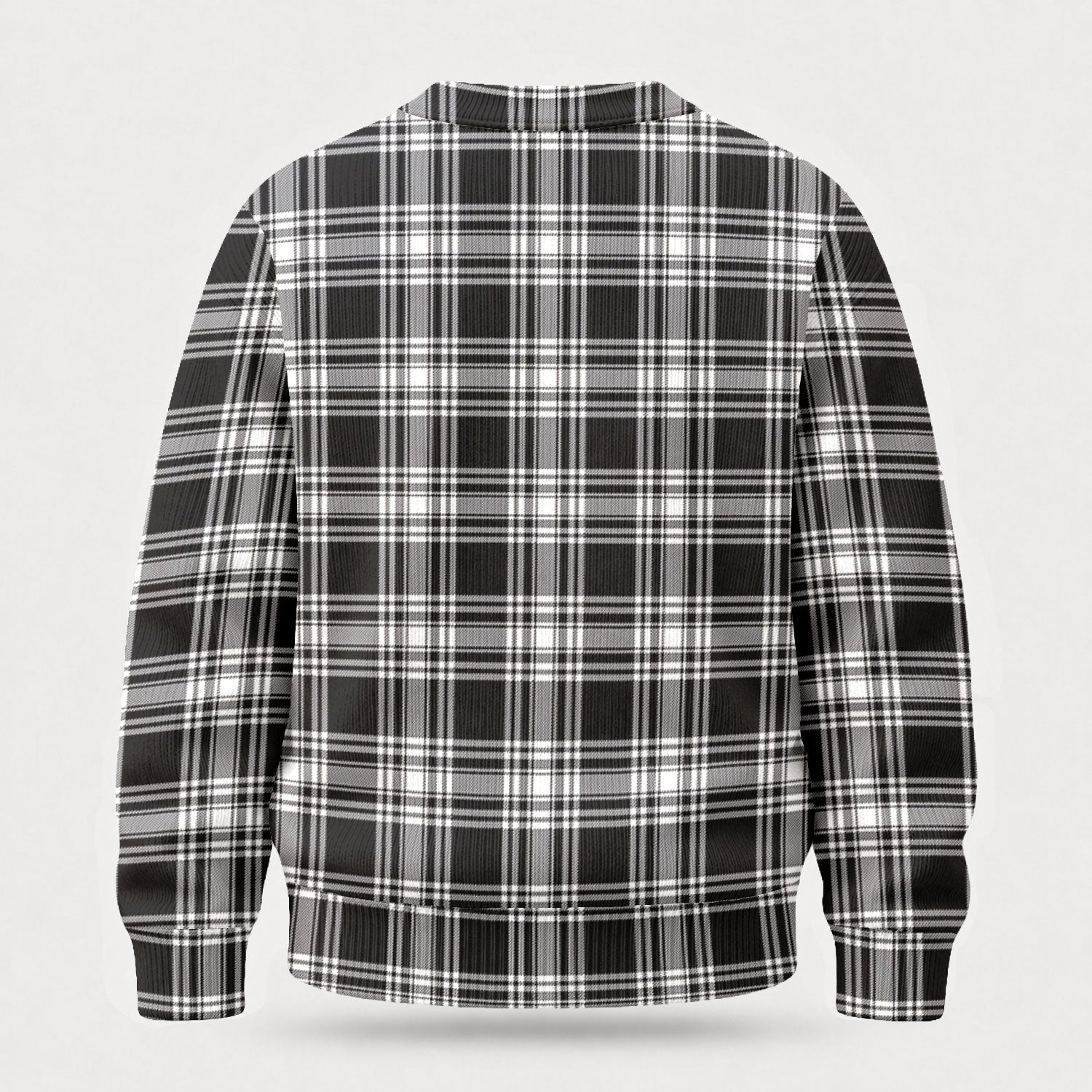 Menzies Black - White Modern Tartan Crest Sweater