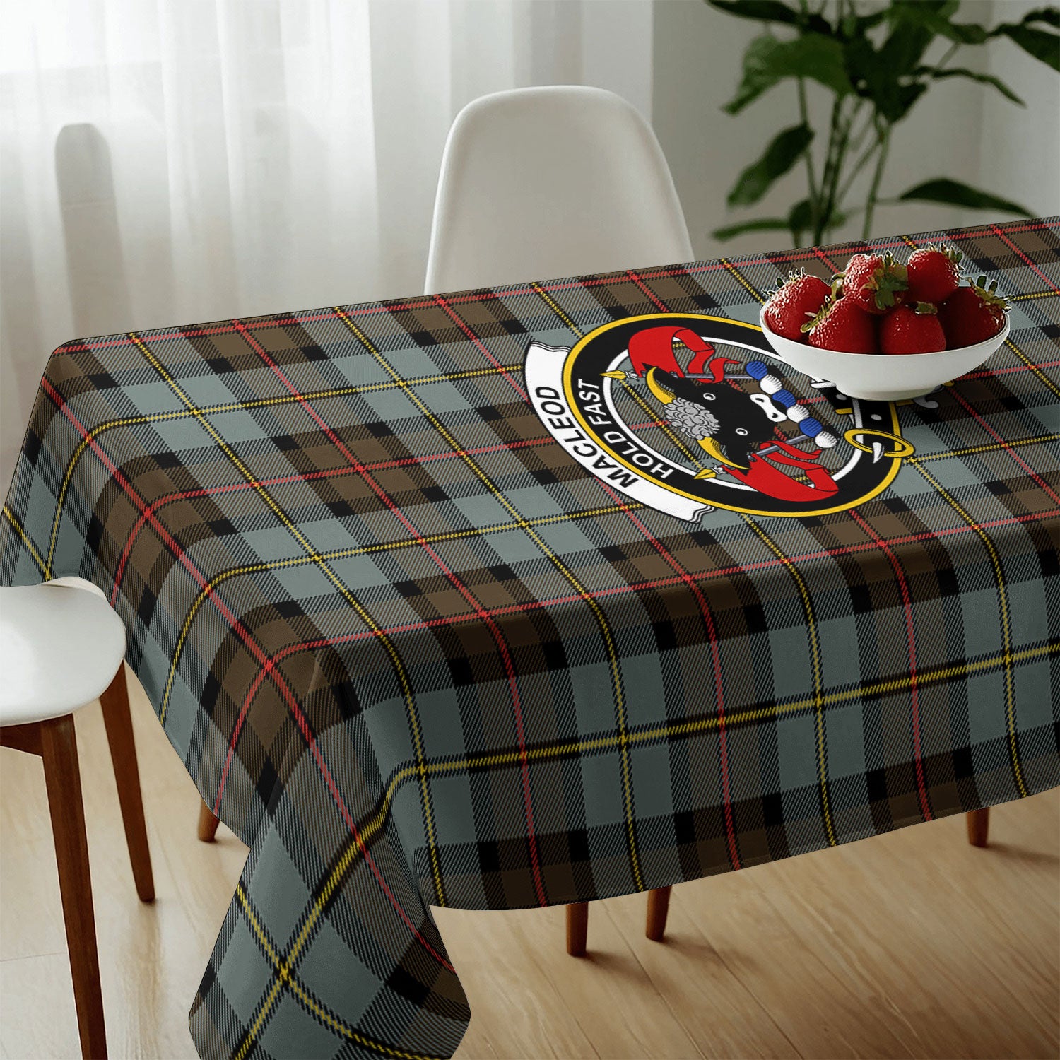 MacLeod of Harris Weathered Tartan Crest Tablecloth