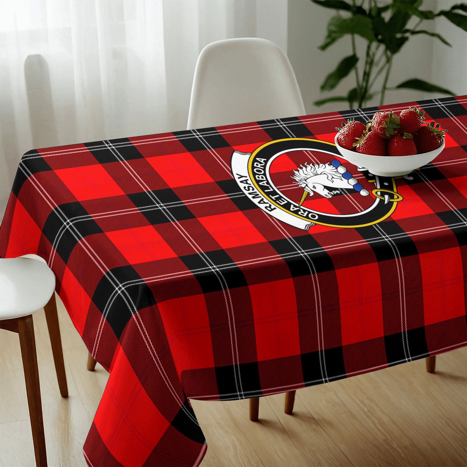 Ramsay Modern Tartan Crest Tablecloth