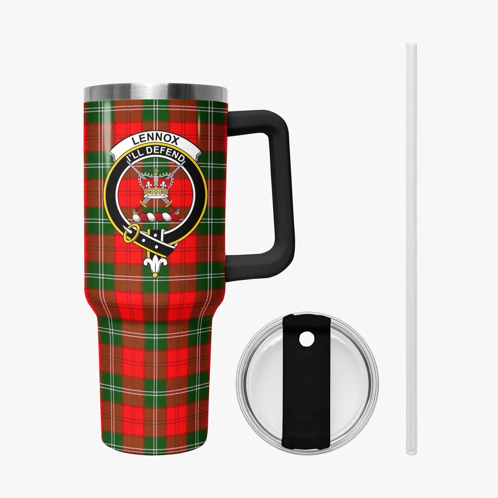 Lennox (Lennox Kincaid) Tartan Crest 40 oz Insulated Tumbler with Handle