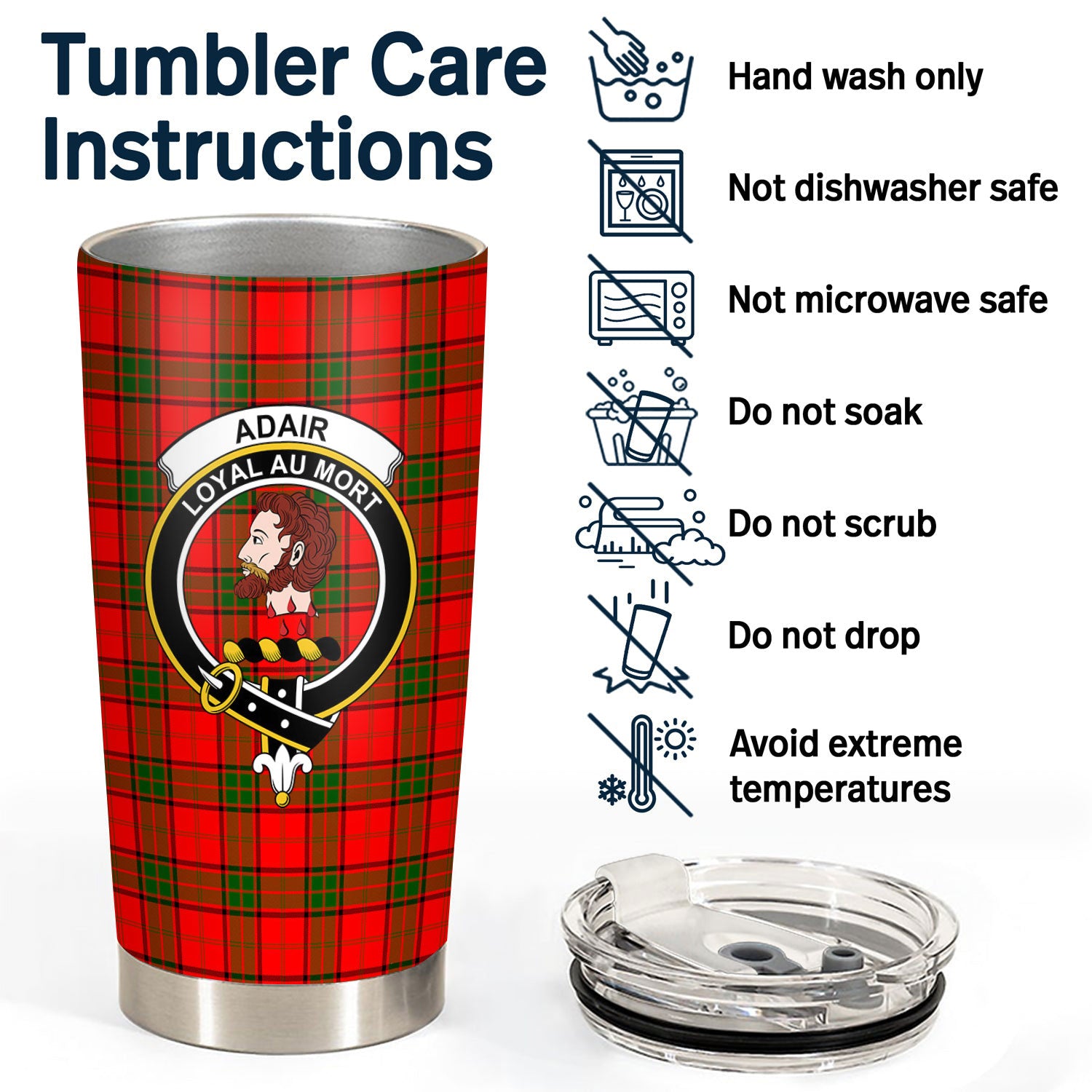 Adair Modern Tartan Crest Tumbler