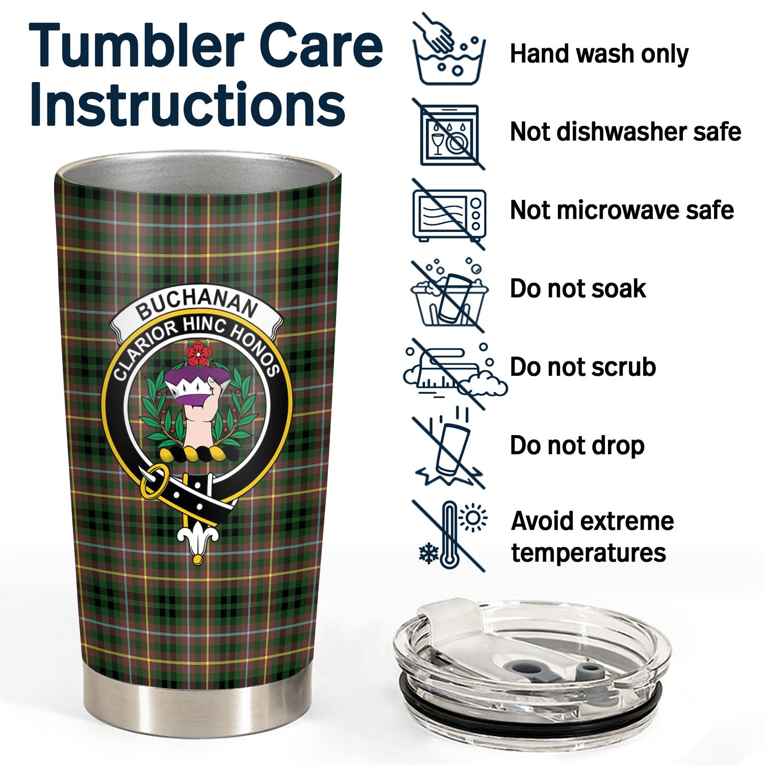 Buchanan Hunting Tartan Crest Tumbler