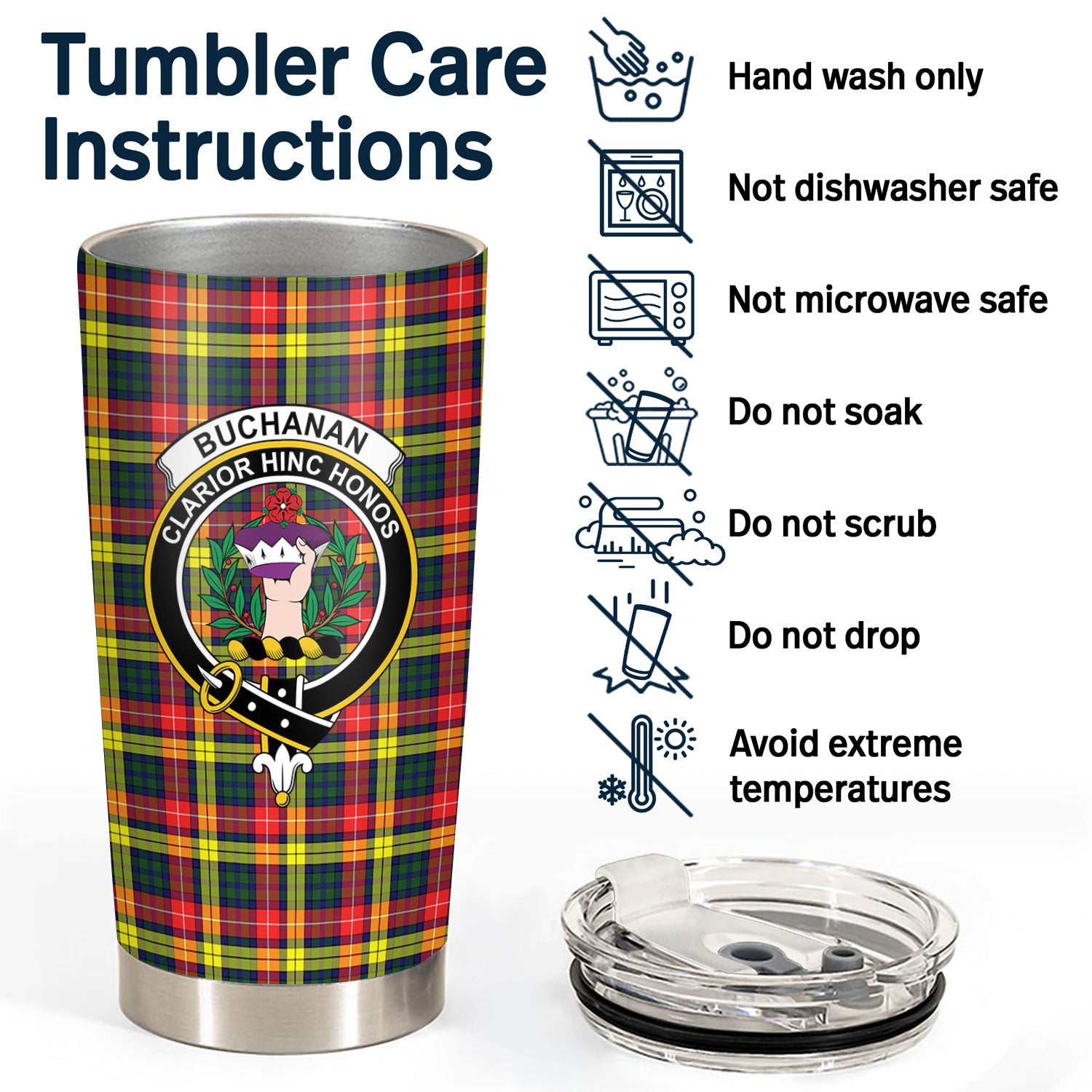 Buchanan Modern Tartan Crest Tumbler