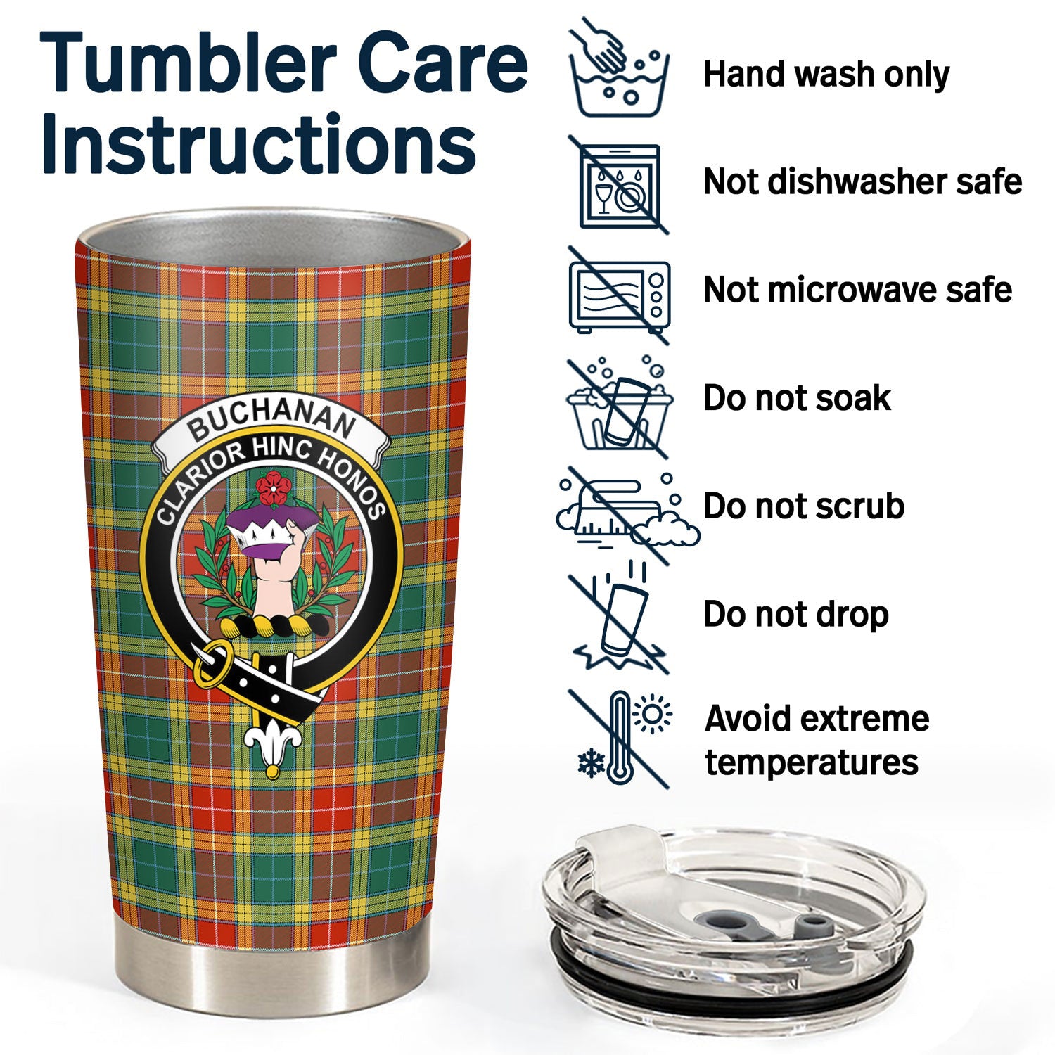 Buchanan Old Sett Tartan Crest Tumbler