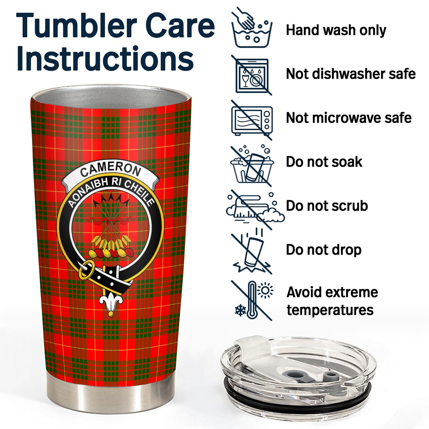 Cameron Modern Tartan Crest Tumbler