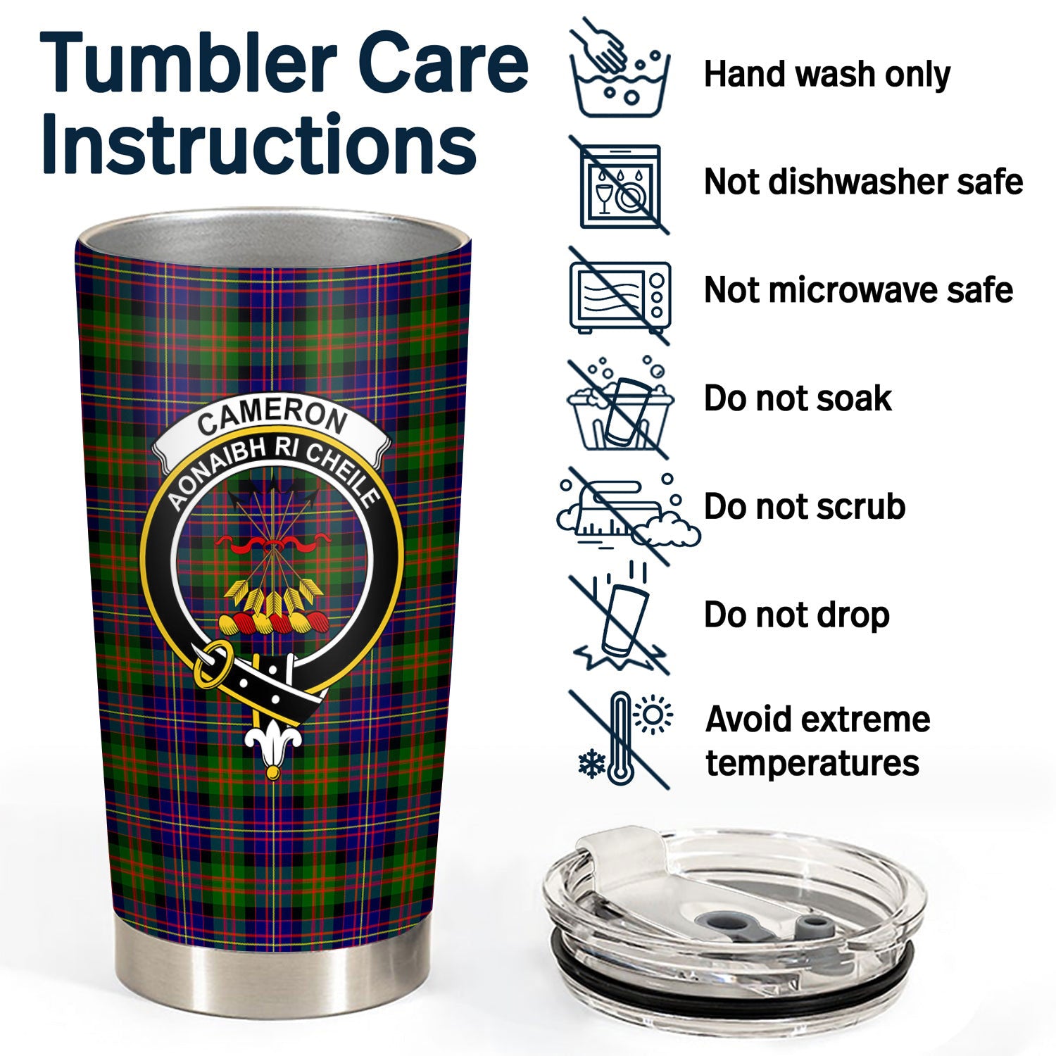 Cameron of Erracht Modern Tartan Crest Tumbler