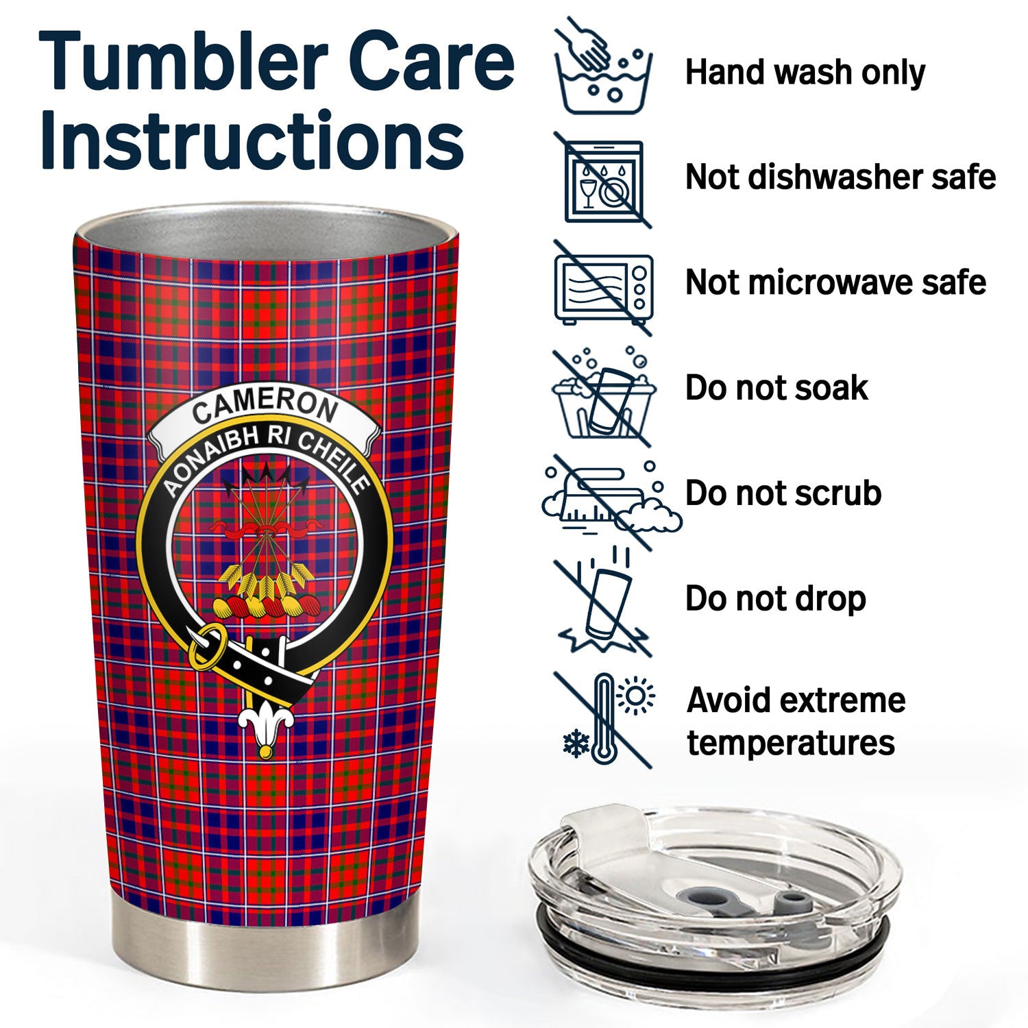 Cameron of Lochiel Modern Tartan Crest Tumbler