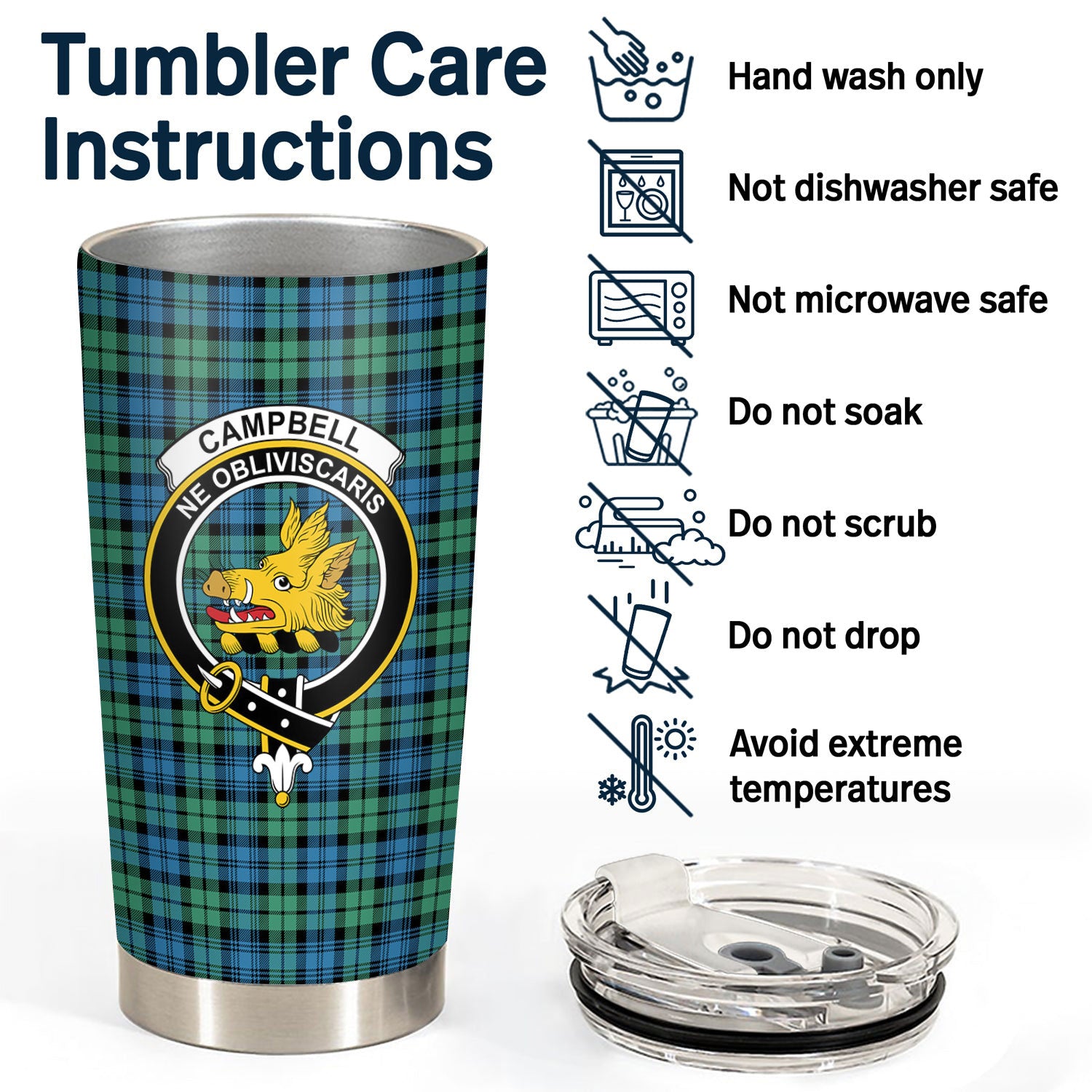 Campbell Ancient 01 Tartan Crest Tumbler