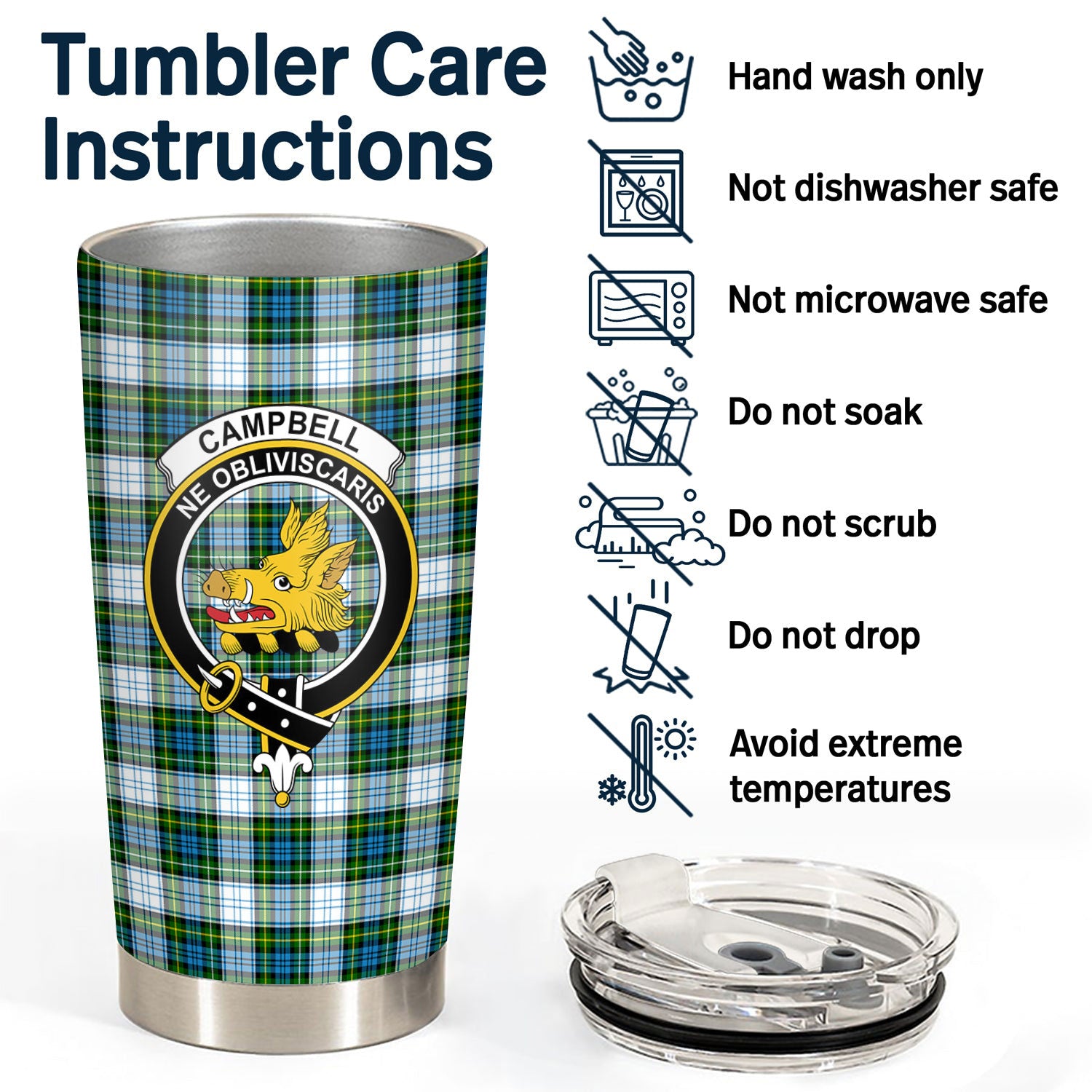 Campbell Dress Tartan Crest Tumbler