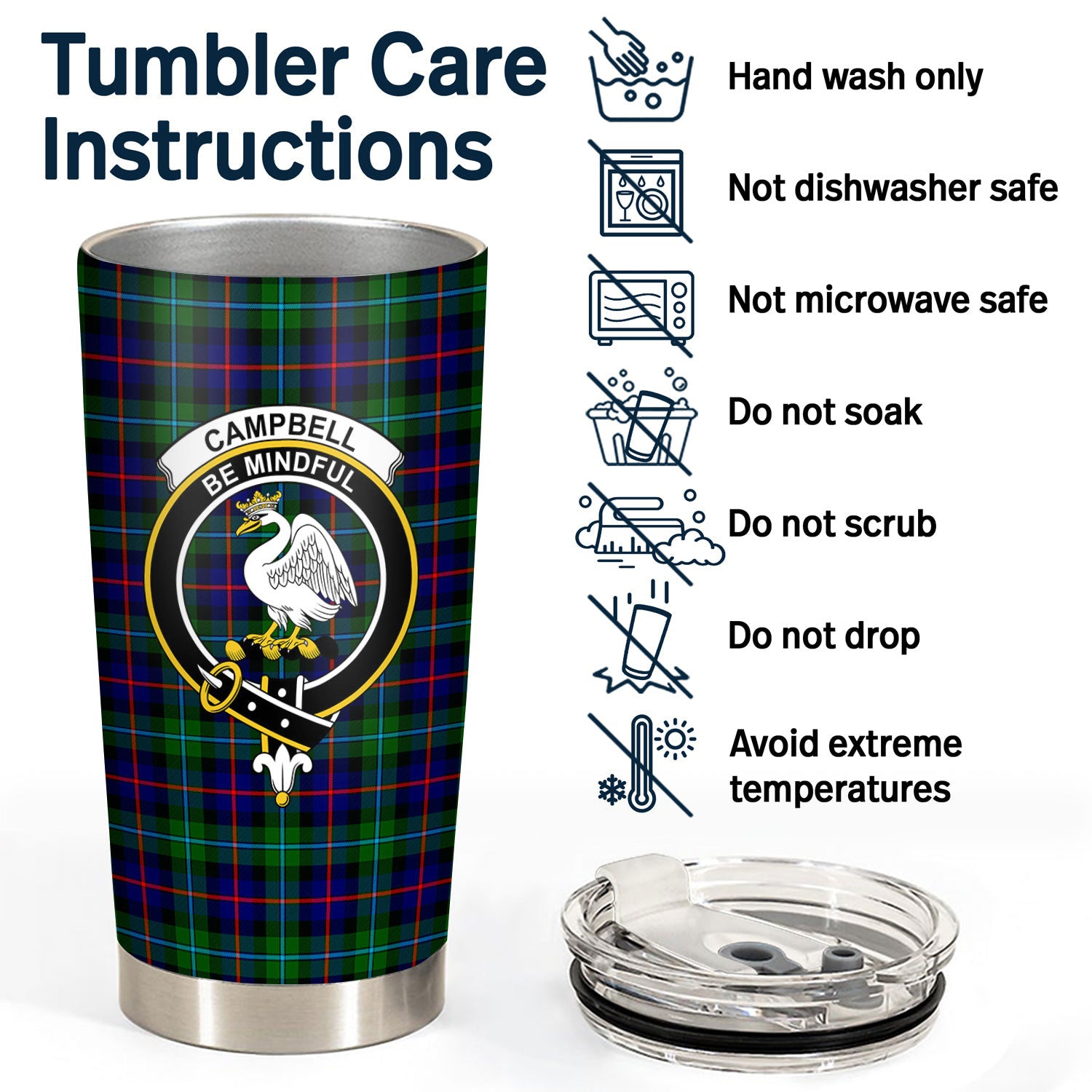 Campbell of Cawdor Modern Tartan Crest Tumbler