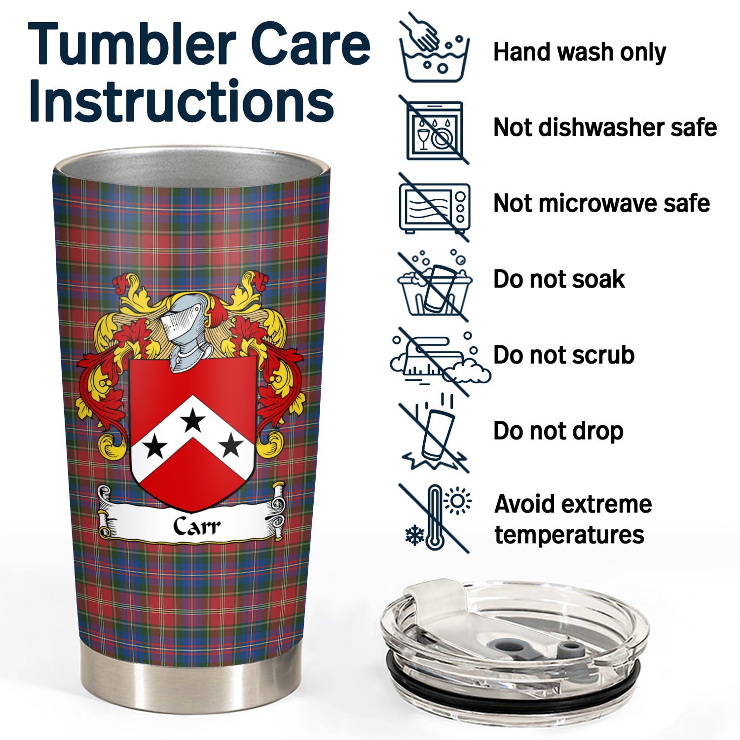 Carr Tartan Coat of Arms Tumbler