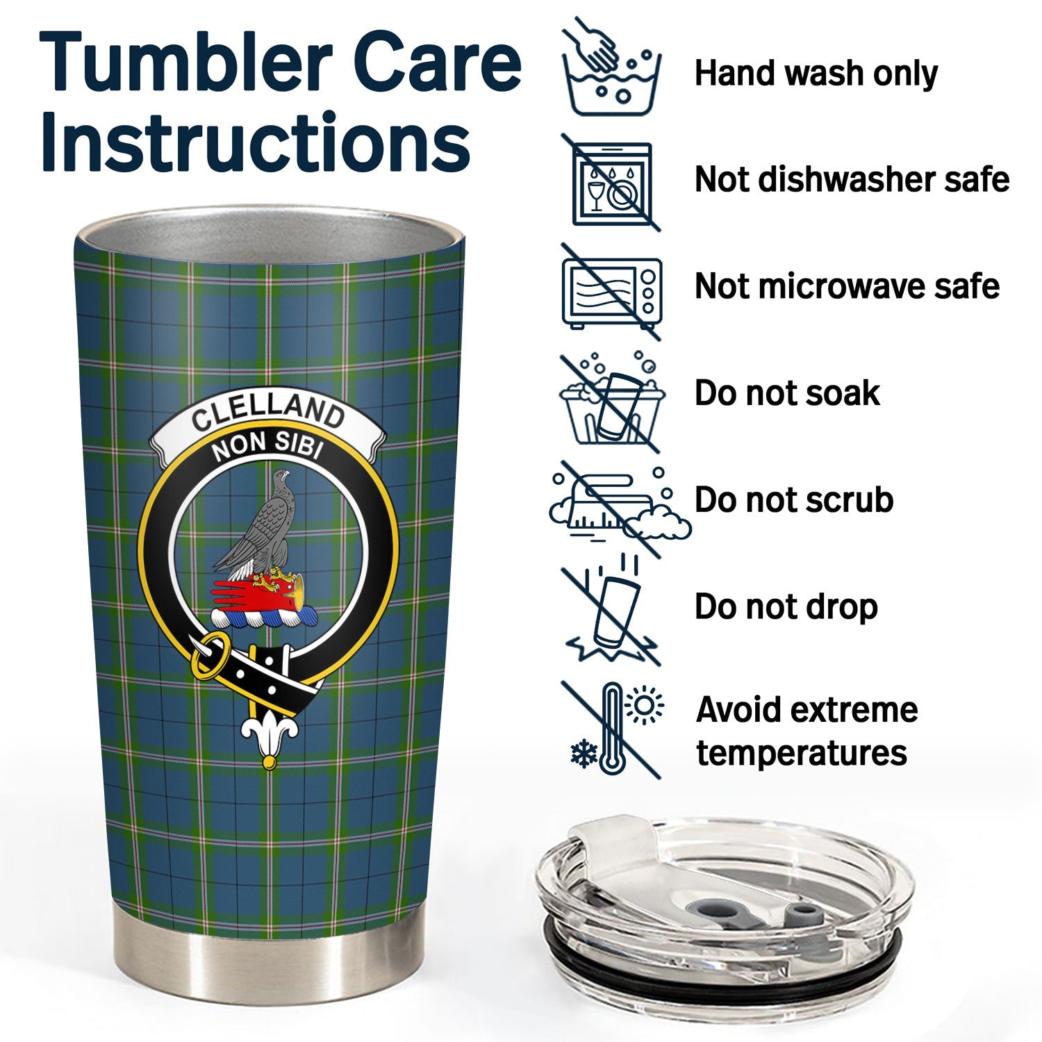 Clelland Tartan Crest Tumbler