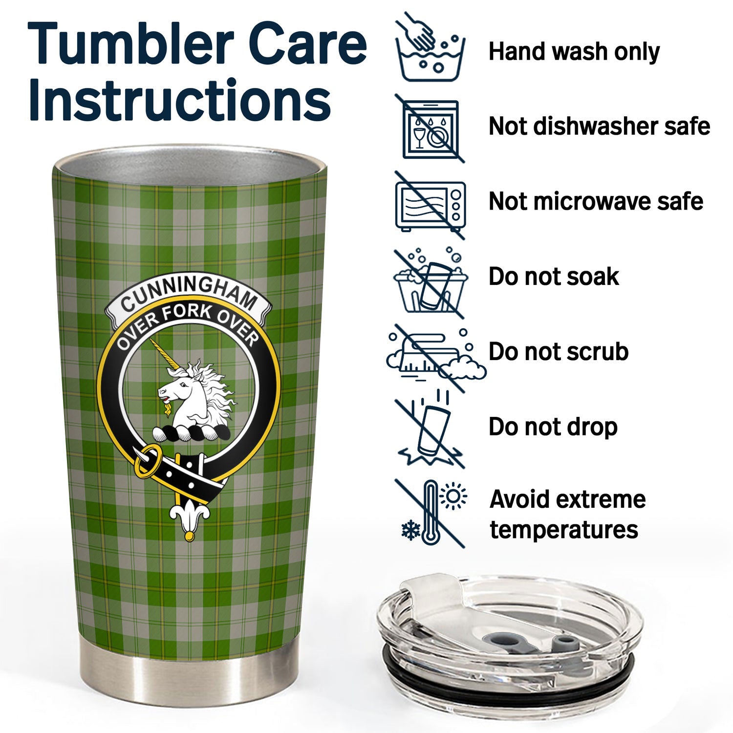 Cunningham Dress Green Dancers Tartan Crest Tumbler