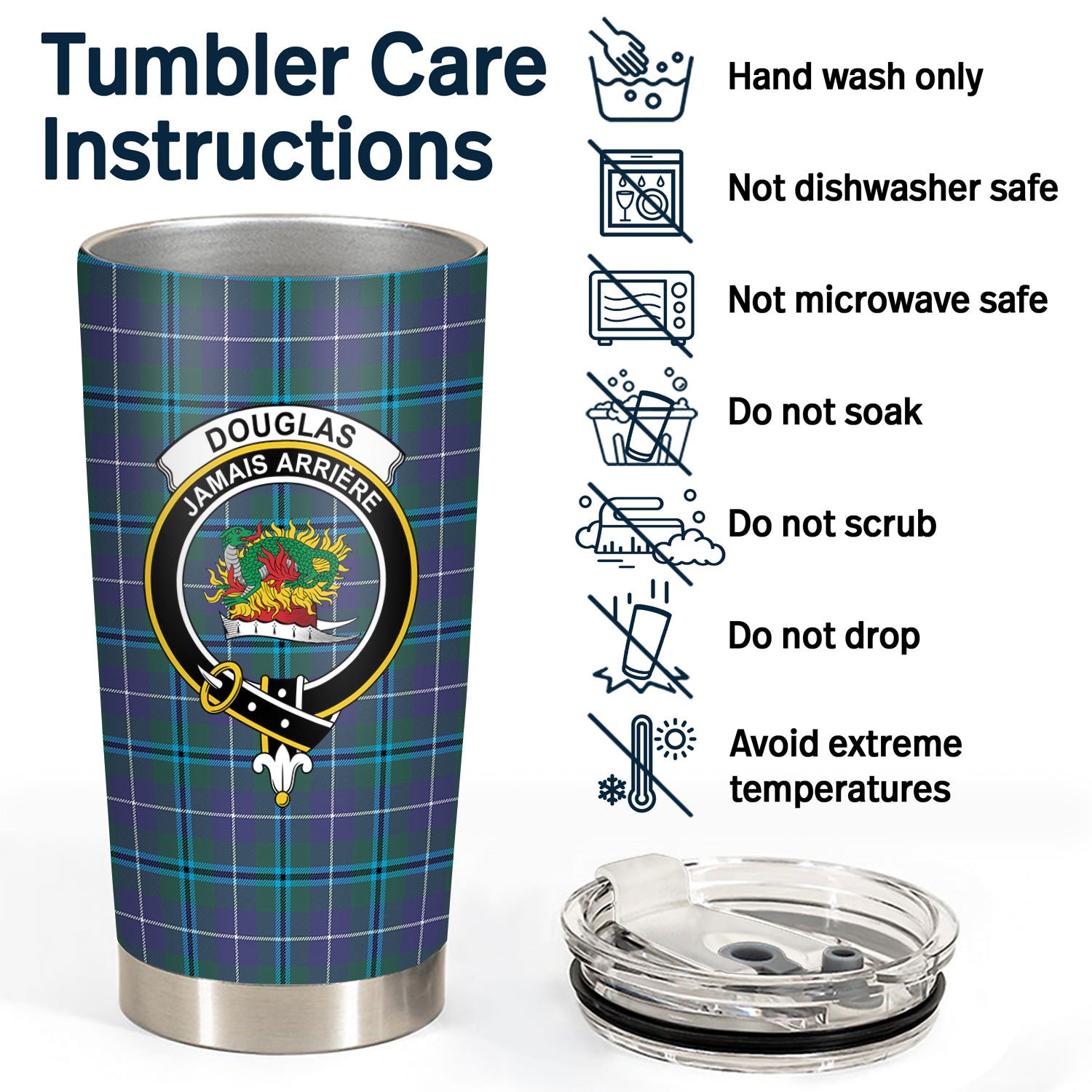 Douglas Modern Tartan Crest Tumbler