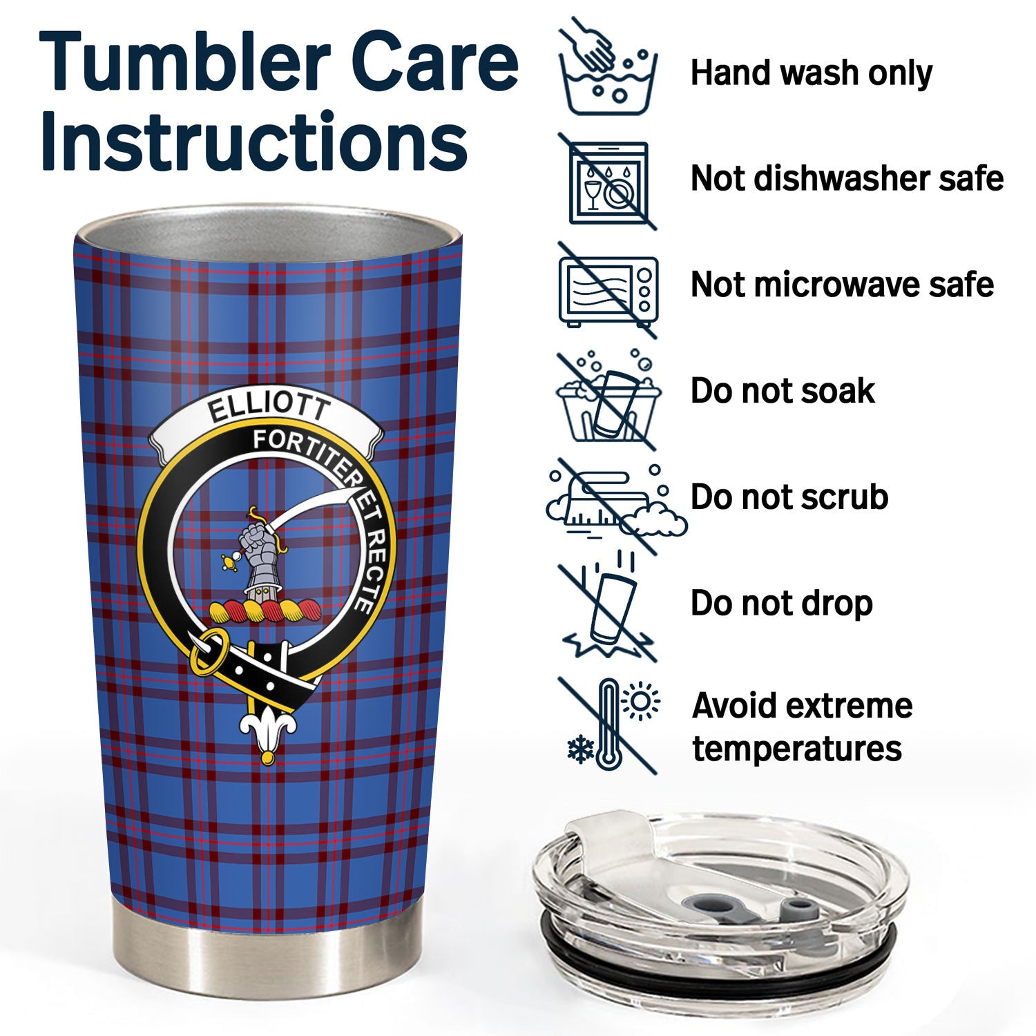 Elliott Modern Tartan Crest Tumbler